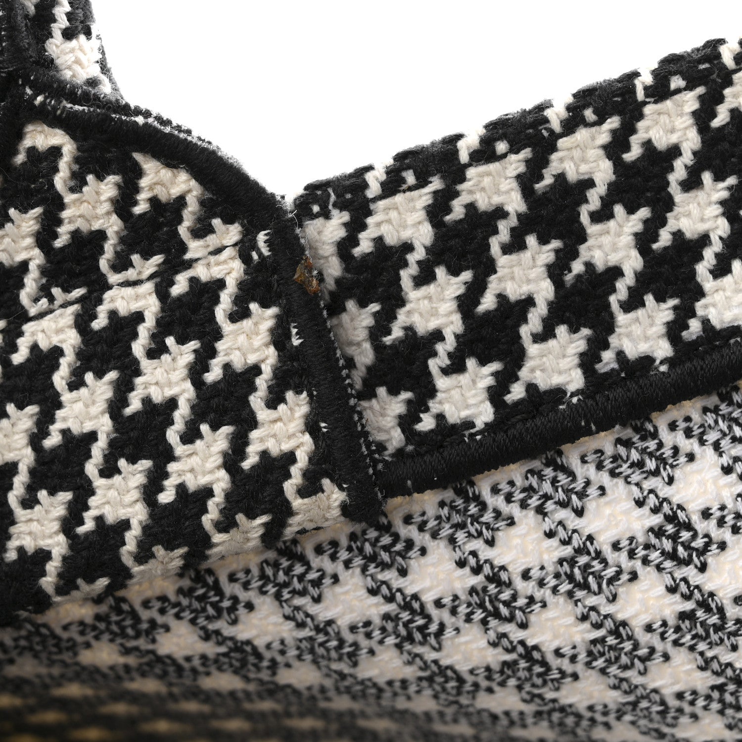 Christian Dior Canvas Houndstooth Embroidered Medium Book  Black White 12 of 14