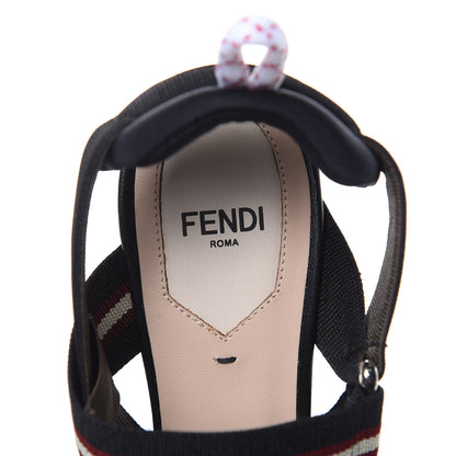 Fendi Technical Mesh FF Colibri 85mm Slingback Pumps 36 Tobacco Moro Bordeaux Black Military 7 of 8