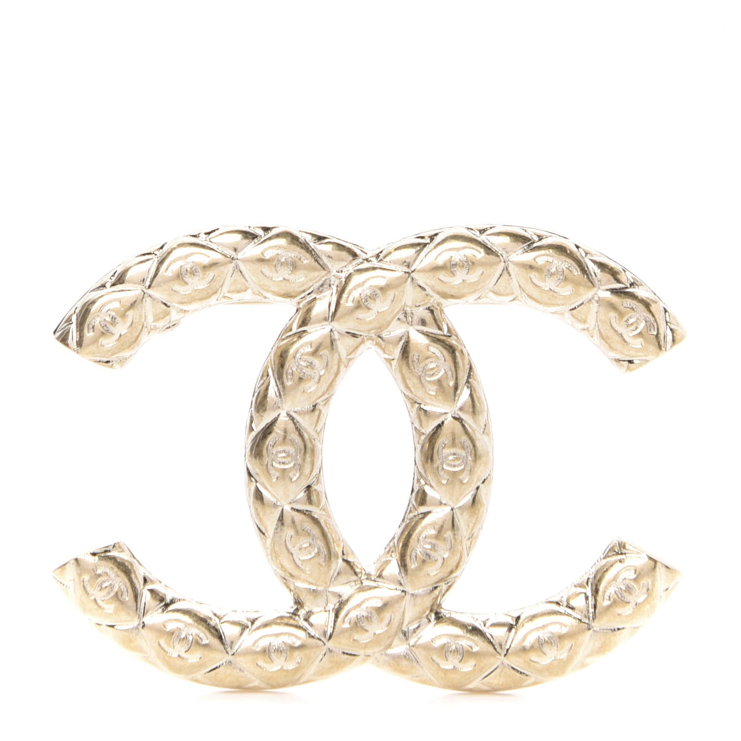 Chanel Metal CC Diamond Quilted Brooch Light Gold 1 of 5