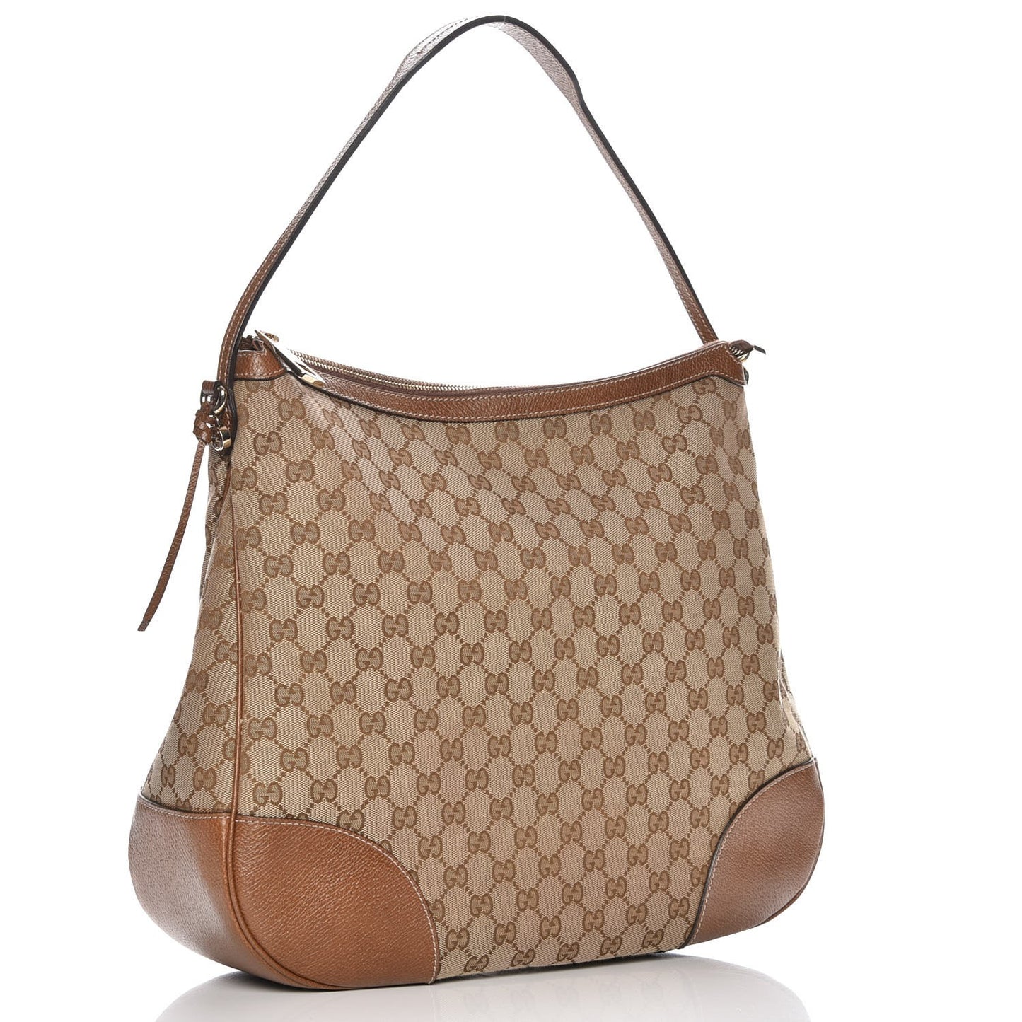 Monogram Textured Calfskin Large Bree Hobo Beige Ebony Nocciola