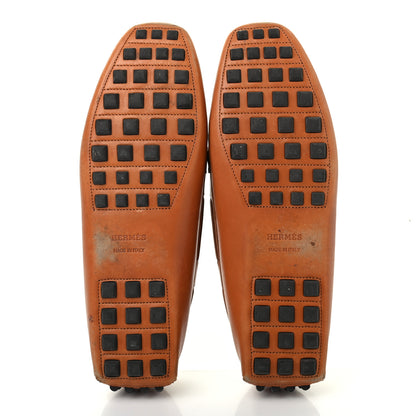 Hermes Supple Calfskin Womens Irving Driving Moccasin Loafers 39 Gold 5 of 8