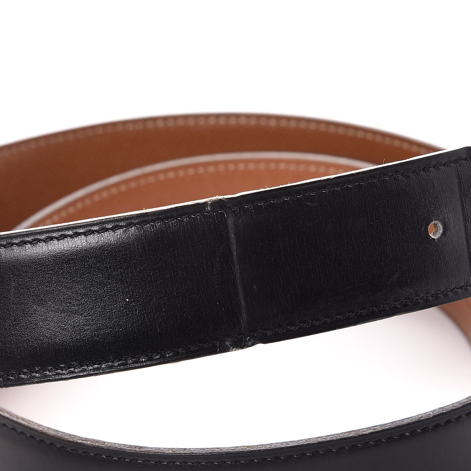 Hermes Courchevel Box 32mm Belt Strap 80 Gold Black 5 of 7