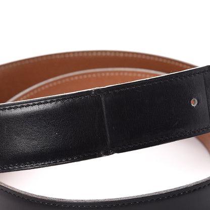 Hermes Courchevel Box 32mm Belt Strap 80 Gold Black 5 of 7