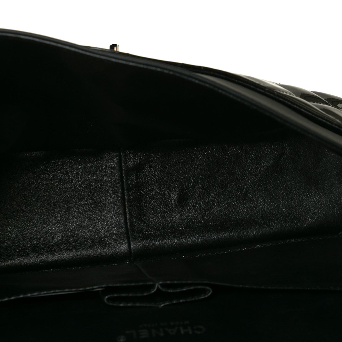 Striated Patent Quilted Jumbo Double Flap Dark Gray
