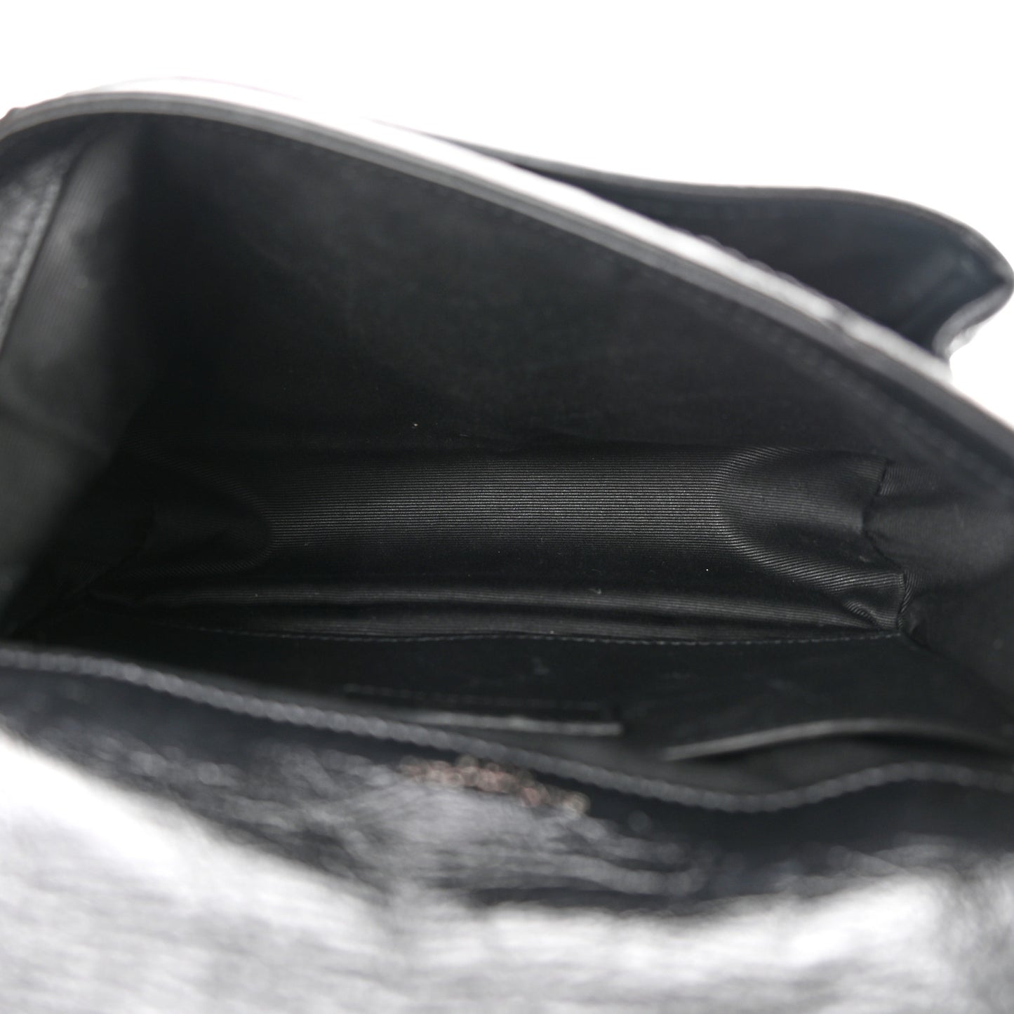 Crinkled Calfskin Matelasse Monogram Baby Niki Chain Satchel Black