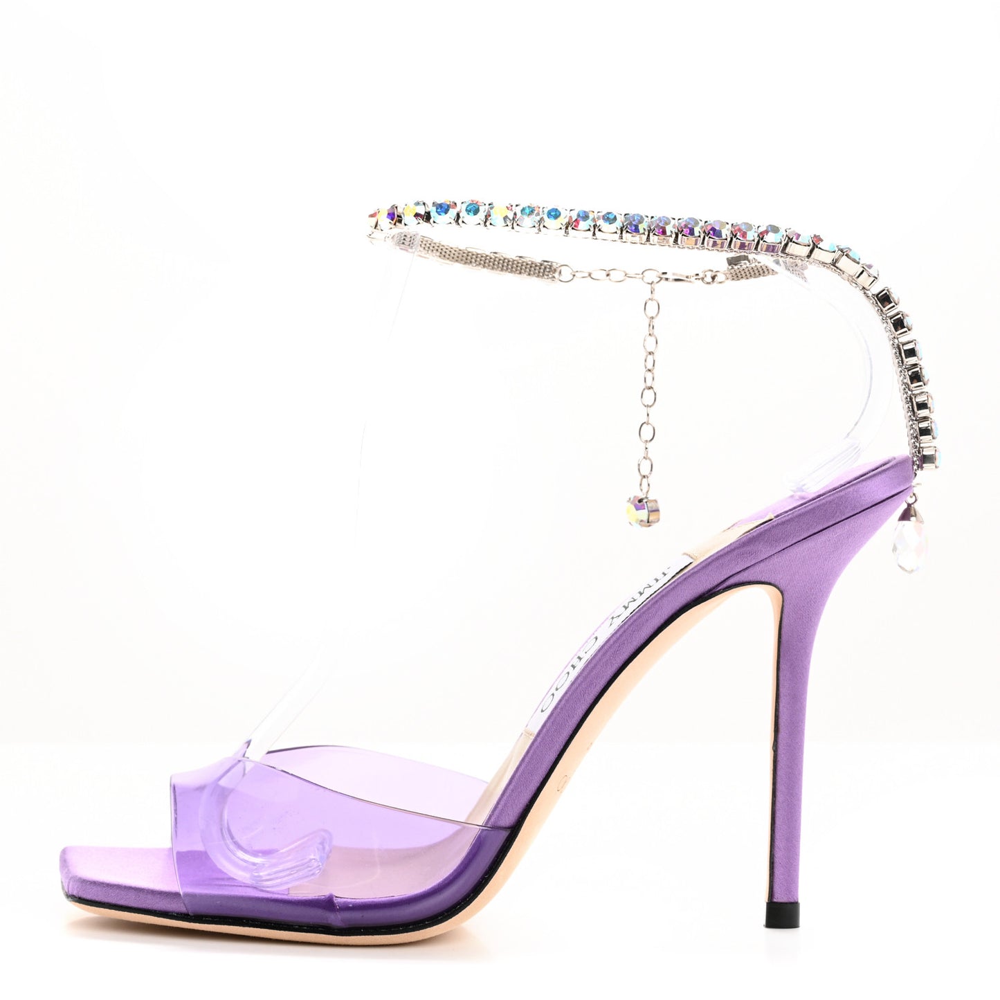 Satin PVC Crystal Saeda 100 Sandals 38 Wisteria