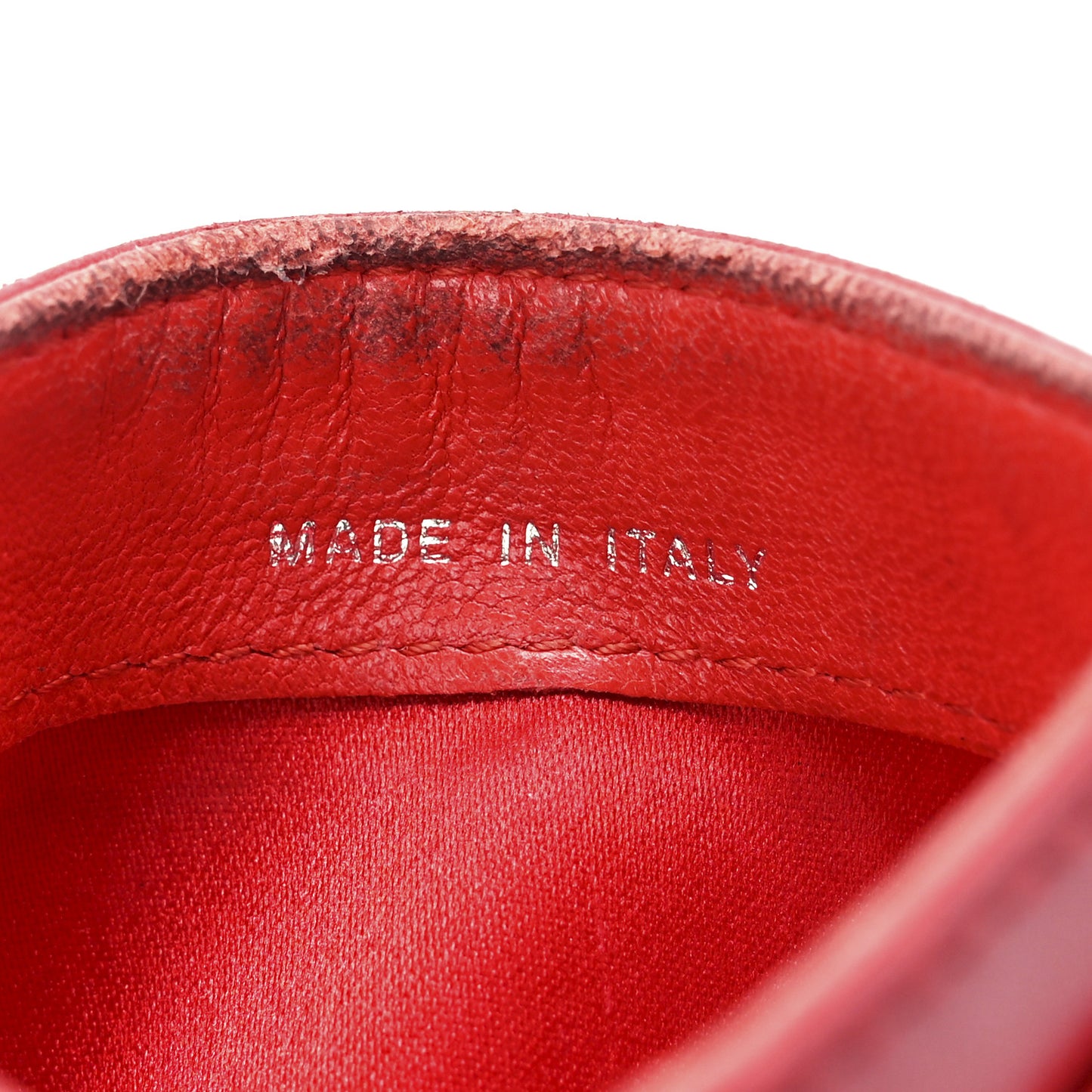 Lambskin Camellia Embossed Card Holder Red