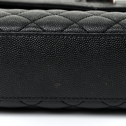 Saint Laurent Grain De Poudre Textured Mixed Matelasse Large Triquilt Monogram Satchel Black 25 of 31