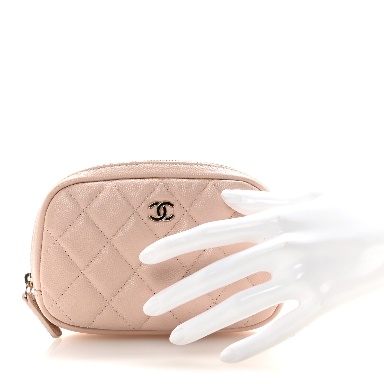 Chanel Caviar Quilted Small Curvy Pouch Cosmetic Case Light Pink 2 of 8