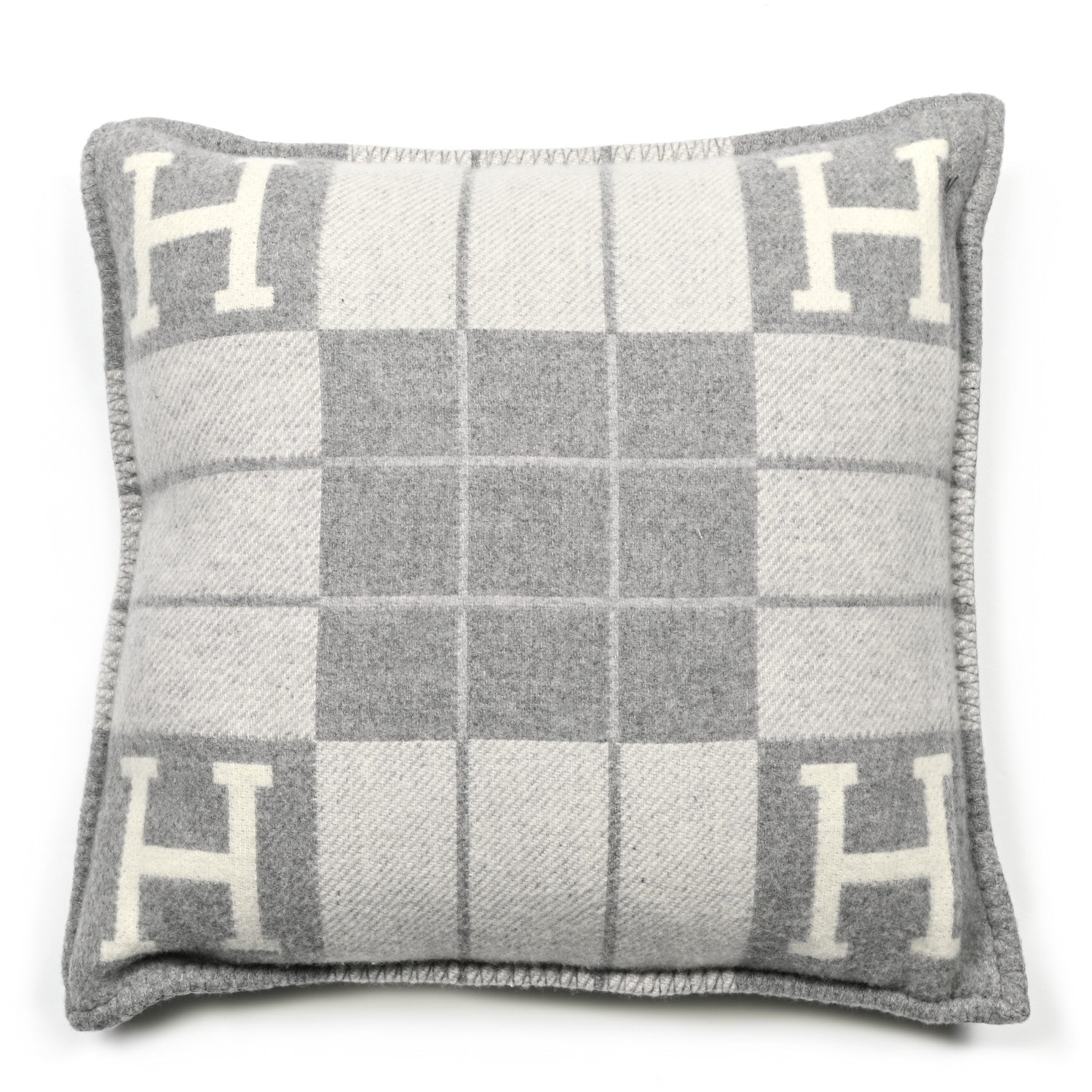 Hermes Wool Cashmere Avalon III Pillow PM Ecru Gris Clair 1 of 3