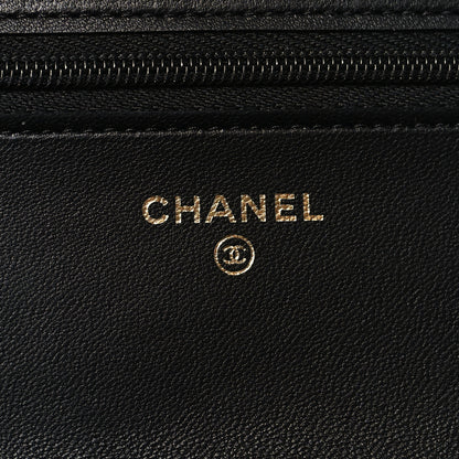 Chanel Lambskin Quilted Enamel Wallet On Chain WOC Black 6 of 11