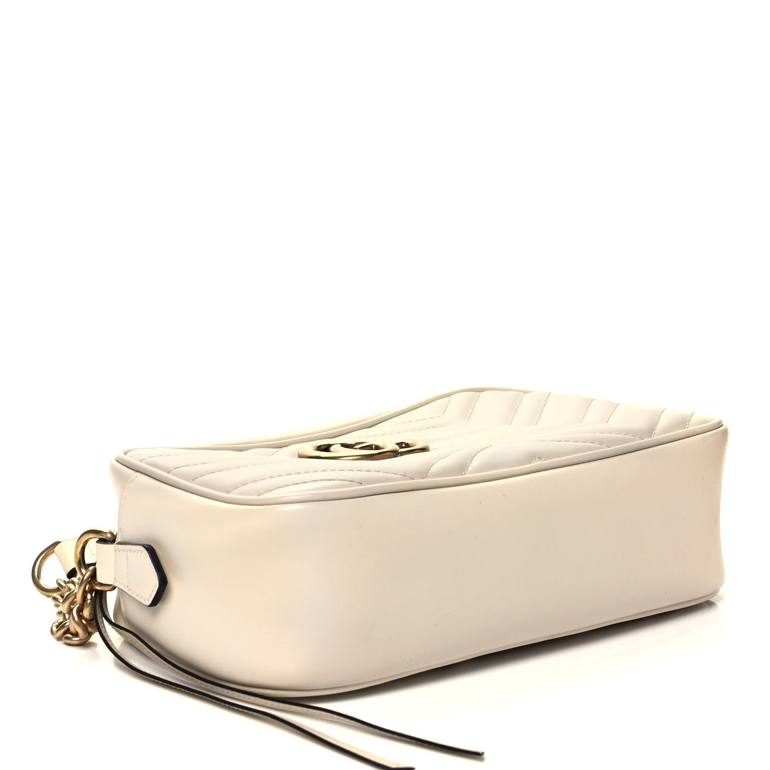 Gucci Calfskin Matelasse Small GG Marmont Chain Shoulder Bag White 4 of 10