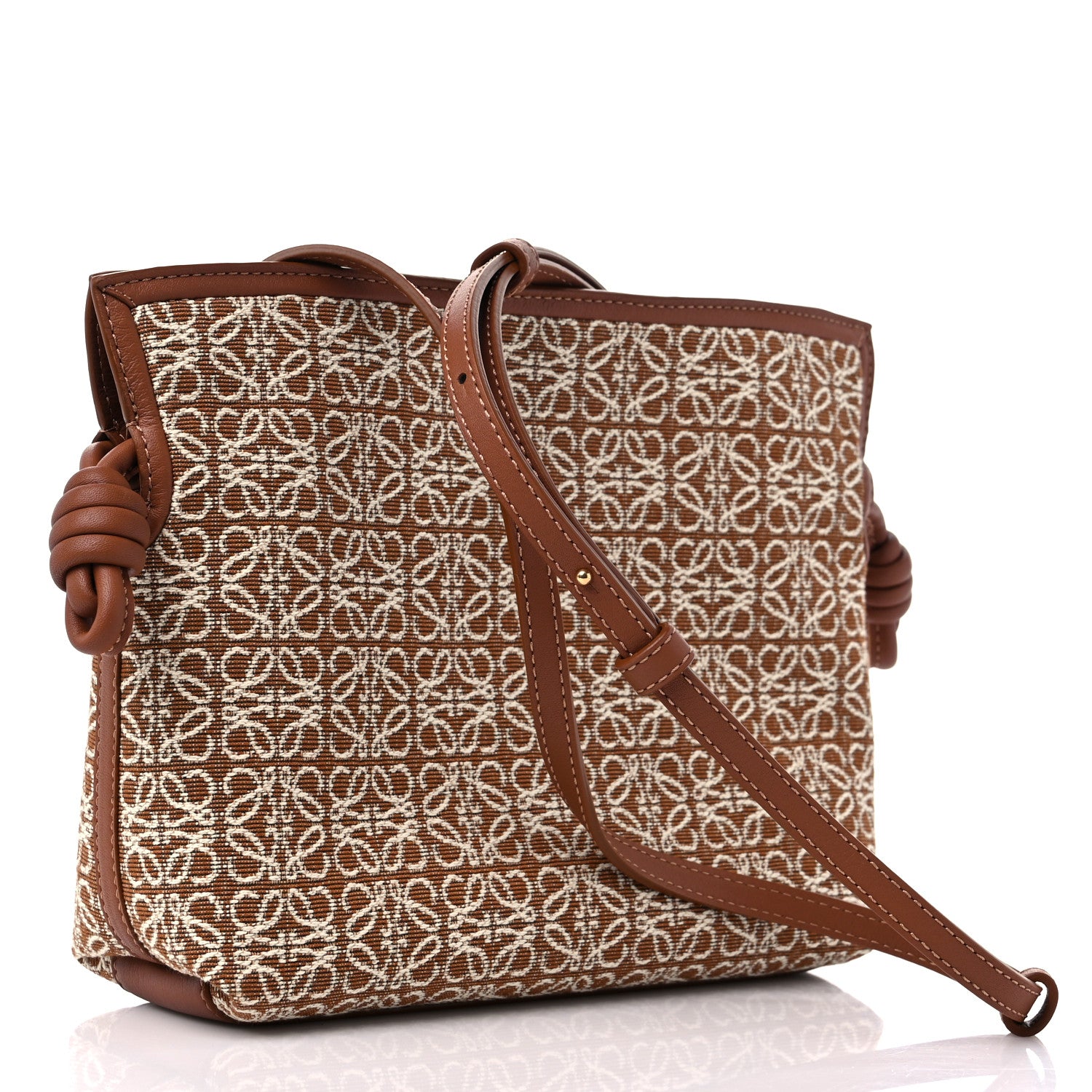 Loewe Jacquard Anagram Calfskin Mini Flamenco Knot Clutch Tan Pecan 3 of 8
