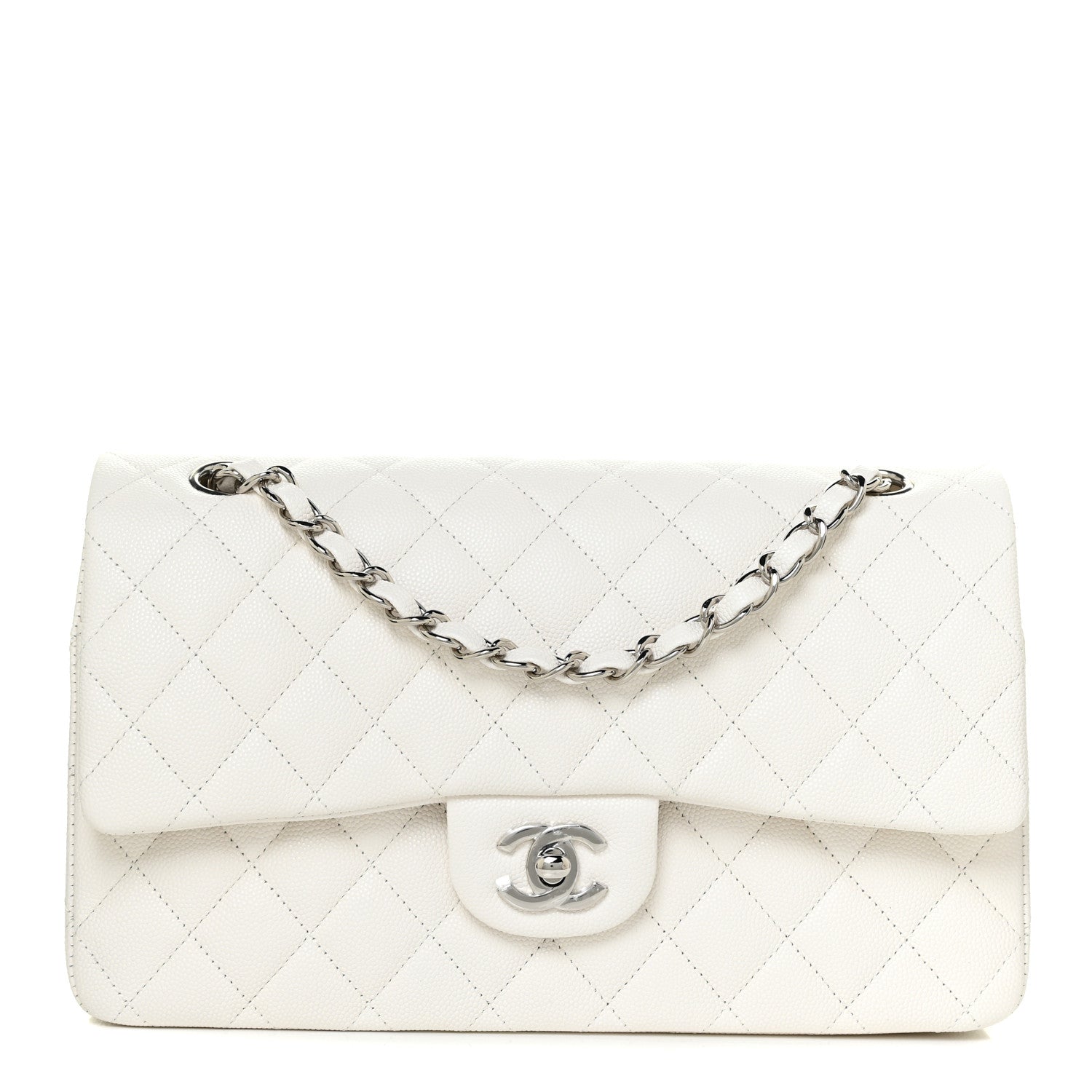 Chanel Caviar Quilted Medium Double Flap White 1 of 13