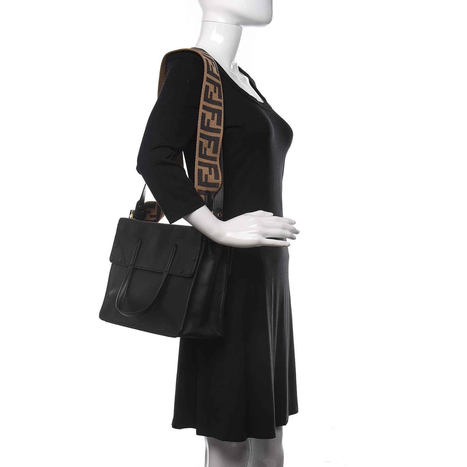 Fendi Vitello Grace Matte Large Flip Tote Black 2 of 10