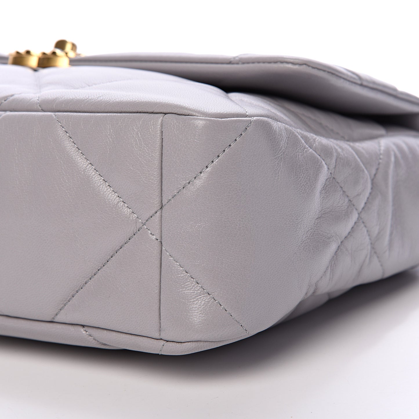 Goatskin Quilted Large 19 Flap Grey