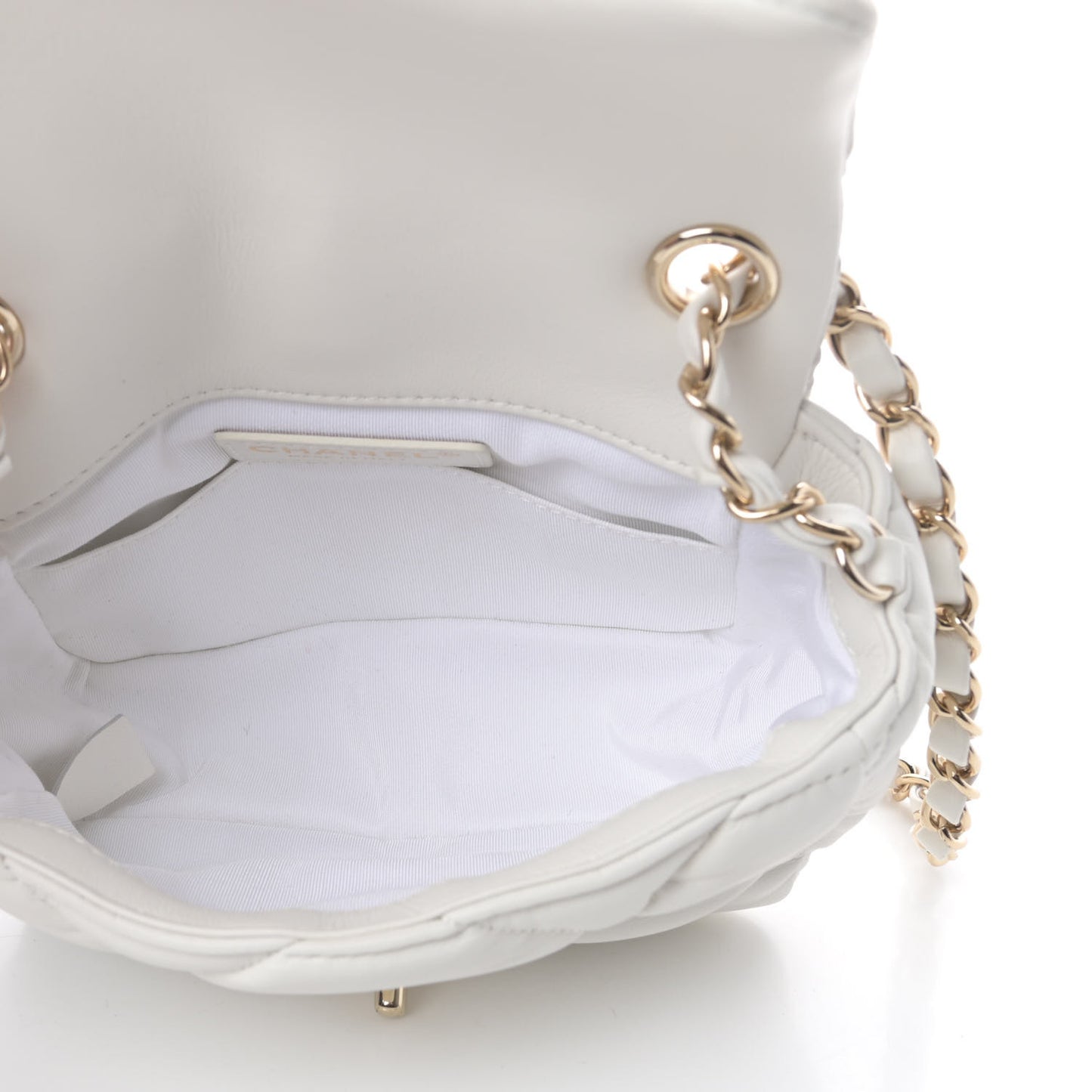 Calfskin Quilted Mini Square Bubbly Flap White