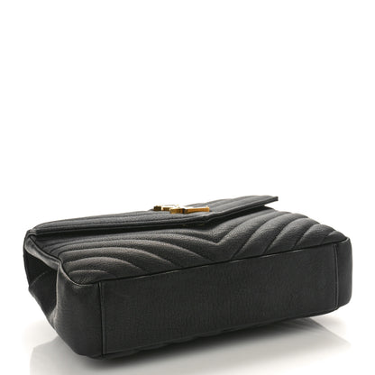 Saint Laurent Sheepskin Matelasse Chevron Monogram Medium College Bag Black 4 of 8