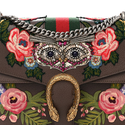 Gucci Calfskin Web Owl Embroidered Medium Dionysus Shoulder Bag New Acero Multicolor 8 of 14