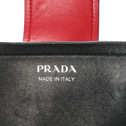Prada Soft Calfskin Ribbon Tote Rosso Black 8 of 10