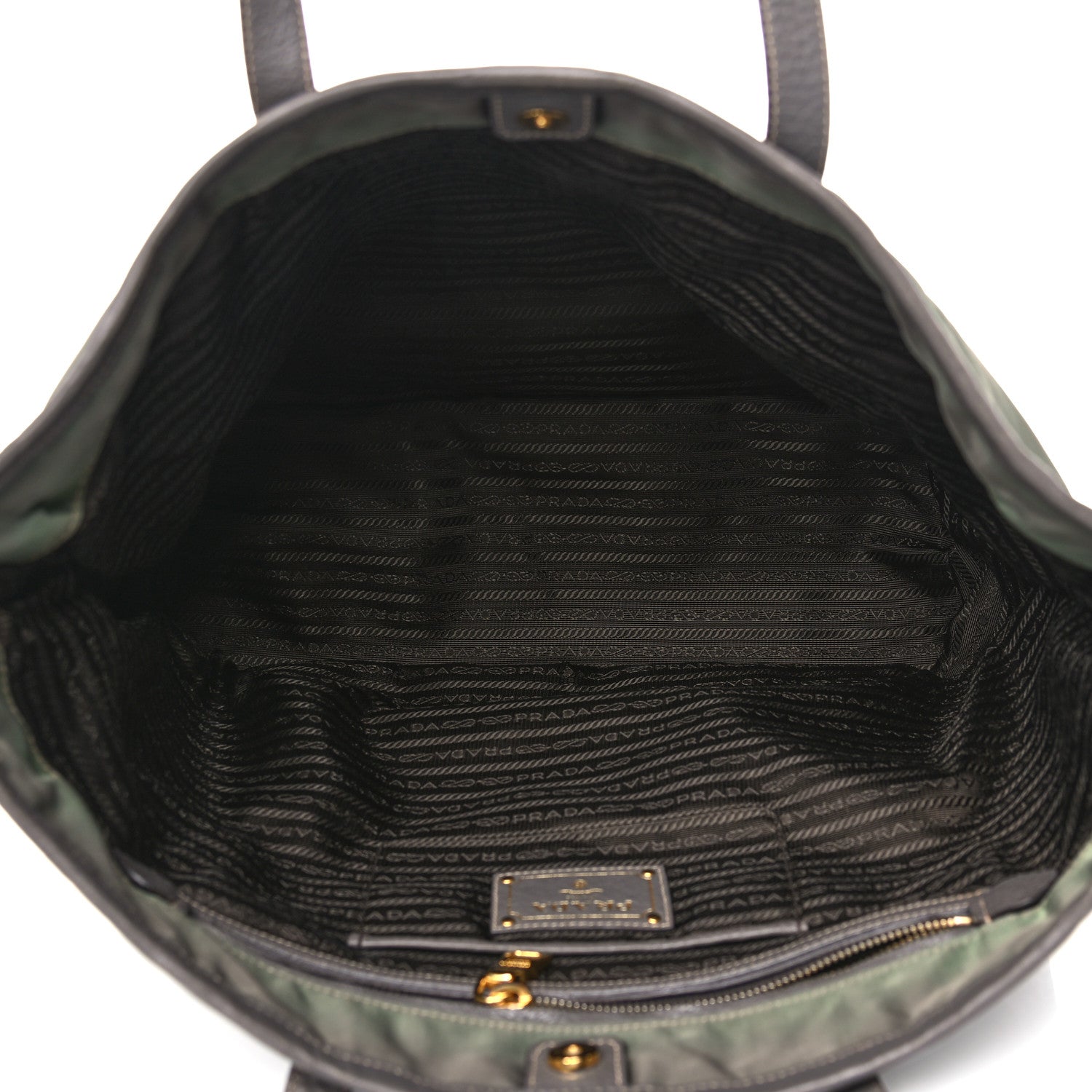 Prada Tessuto Nylon Logo Tote Green 5 of 16