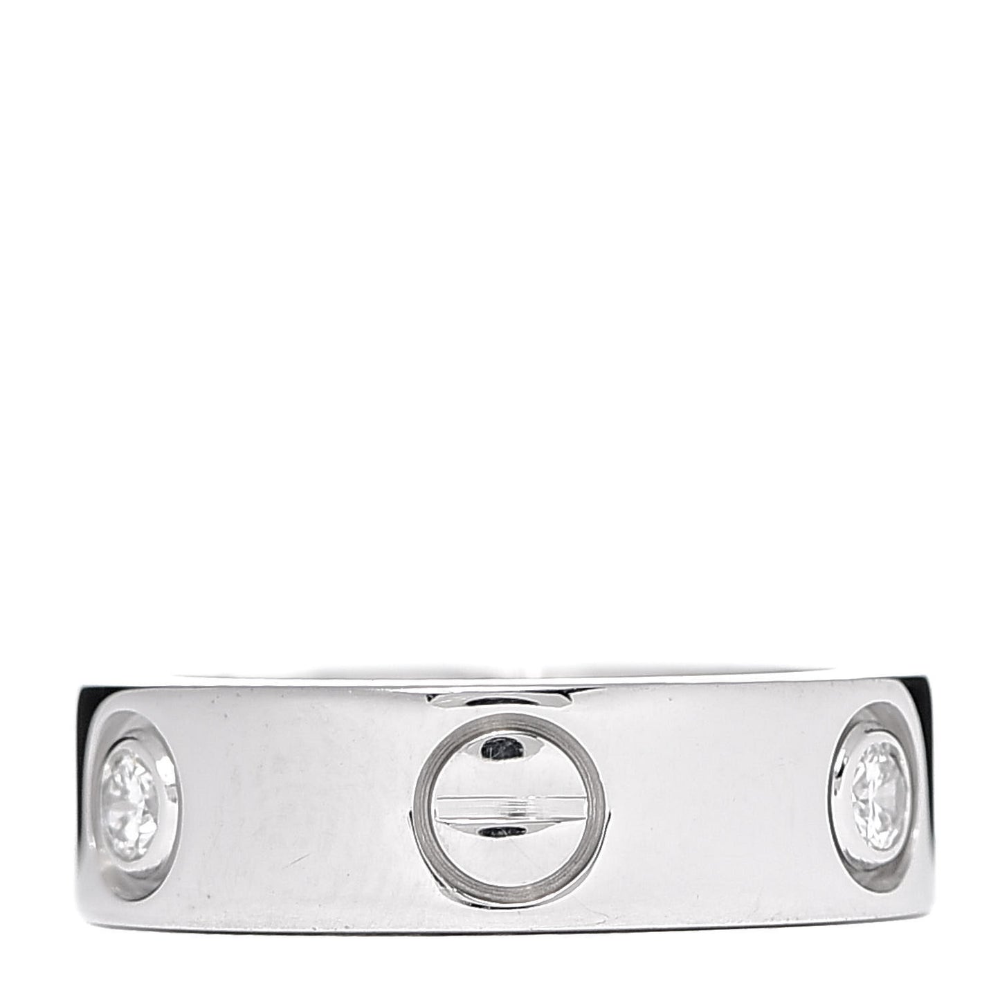 18K White Gold 3 Diamond 5.5mm LOVE Ring 48 4.5