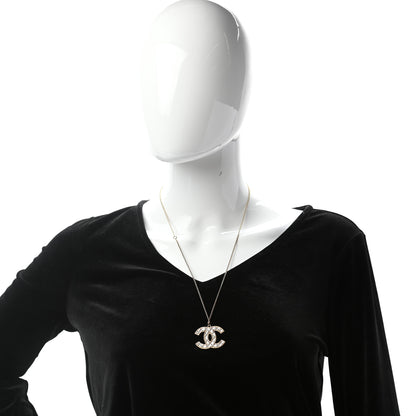 Chanel Metal Quilted CC Pendant Necklace Gold White 2 of 6