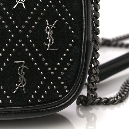 Saint Laurent Suede Calfskin Embellished Mini Monogram Lou Camera Bag Black 8 of 21