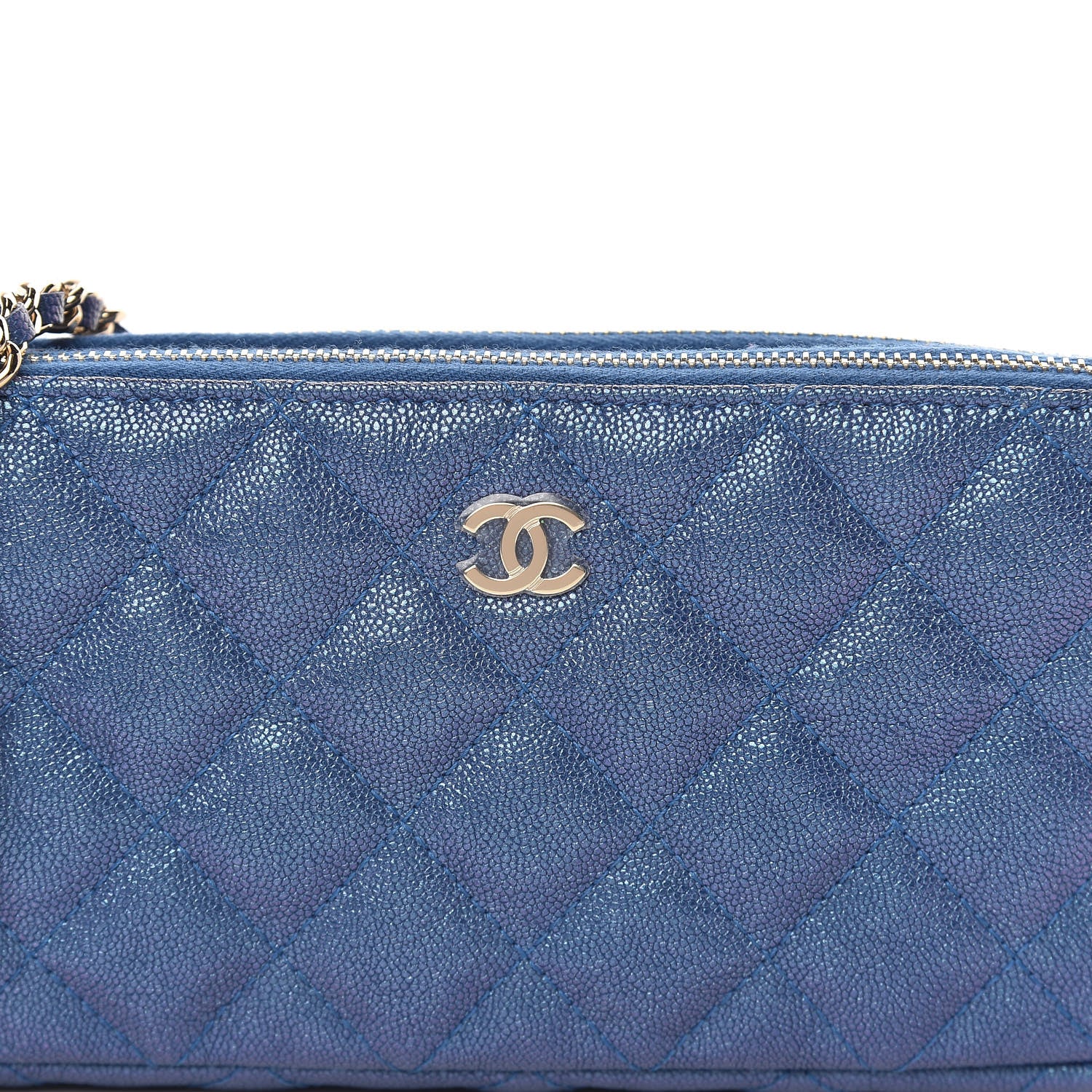 Chanel Iridescent Caviar Quilted Clutch With Chain Dark Blue 14 of 14