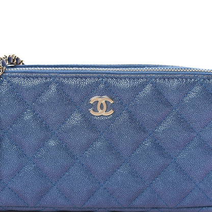 Chanel Iridescent Caviar Quilted Clutch With Chain Dark Blue 14 of 14