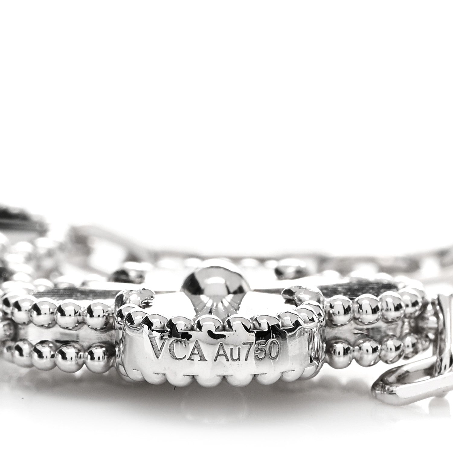 Van Cleef & Arpels 18K White Gold 5 Motifs Guilloche Vintage Alhambra Bracelet 4 of 5