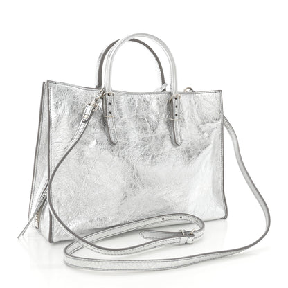 Balenciaga Metallic Calfskin Papier A6 Zip Around Tote Silver 4 of 11