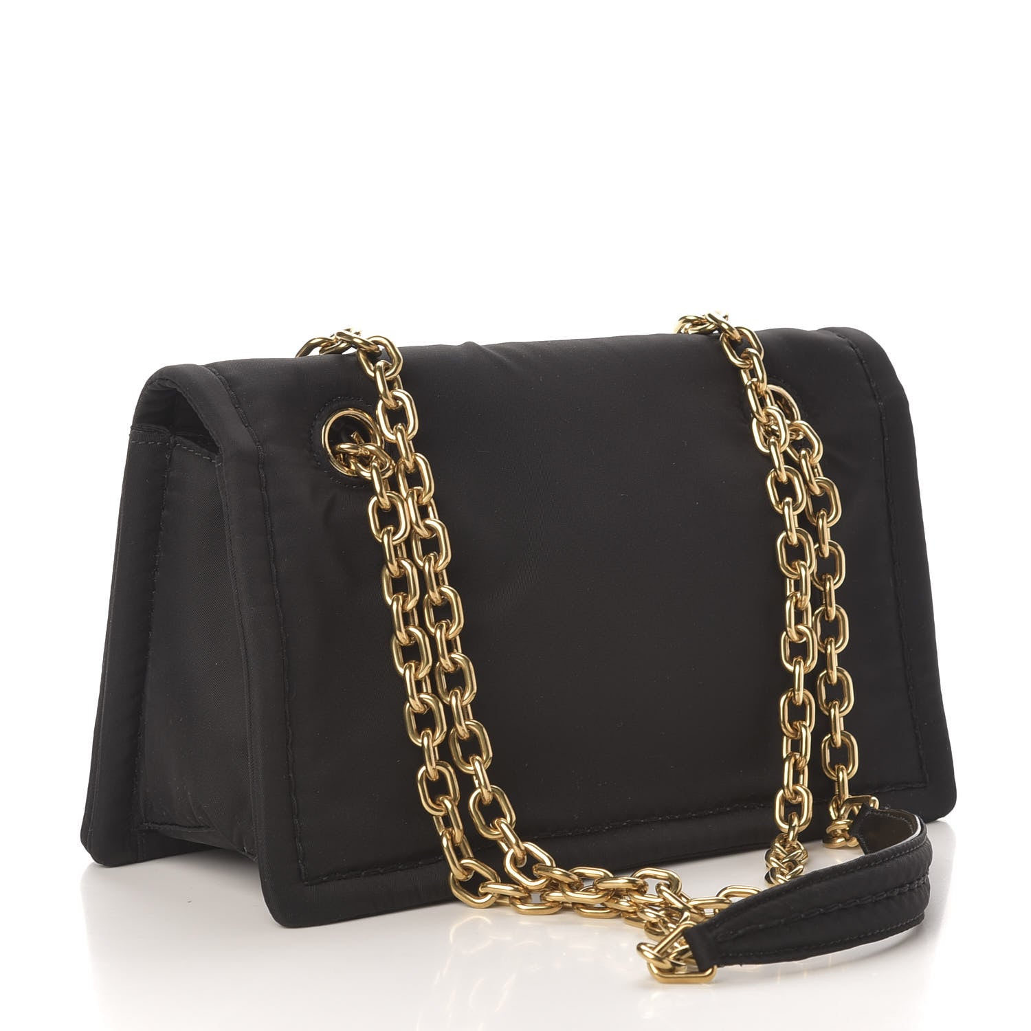 Prada Nylon Tessuto Chain Shoulder Bag Ebano 3 of 9