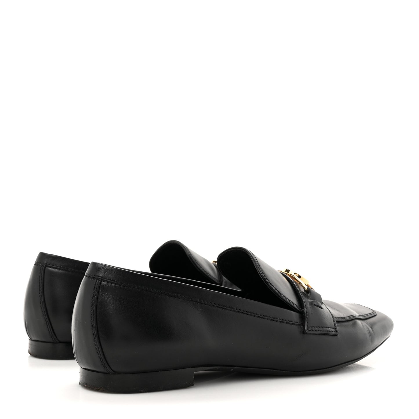 Calfskin Upper Case Flat Loafer 38 Black