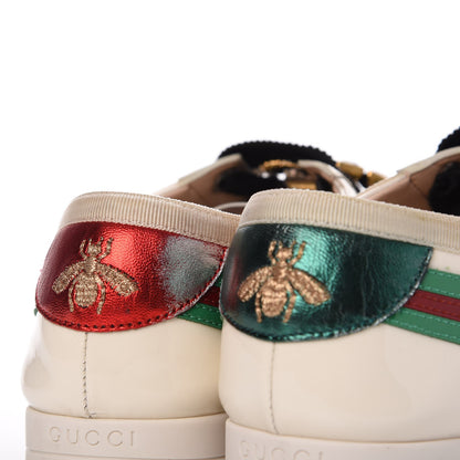 Gucci Patent Crystal Web GG Womens Falacer Sneakers 39 Mystic White New Shamarock Red 13 of 18