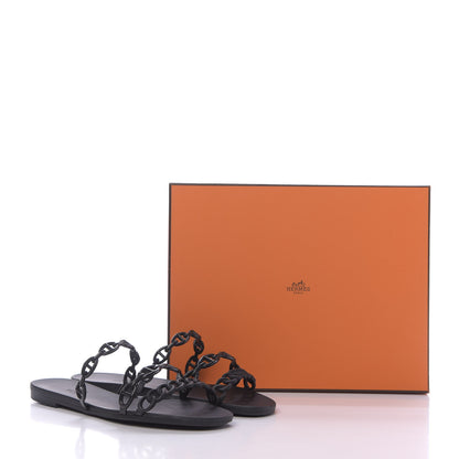 Hermes Rubber Chaine d'Ancre Rivage Sandals 38 Black 10 of 10