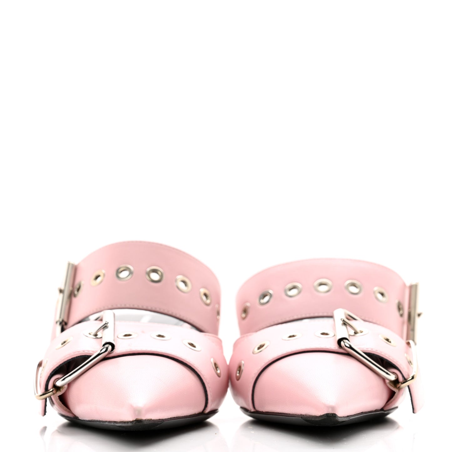 Shiny Calfskin Belt 40mm Mules 36 Pink