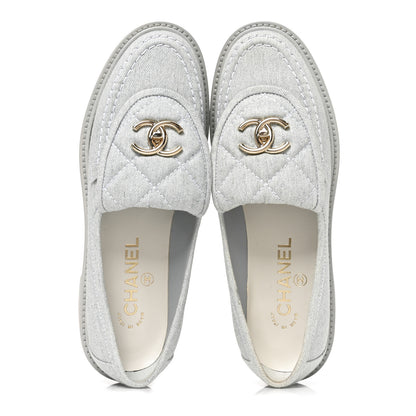 Chanel Denim CC Turnlock Loafers 37 Blue 2 of 8