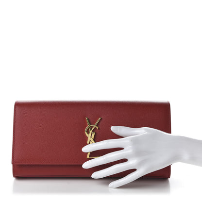 Saint Laurent Grain De Poudre Classic Monogram Cassandre Clutch New Red 2 of 9