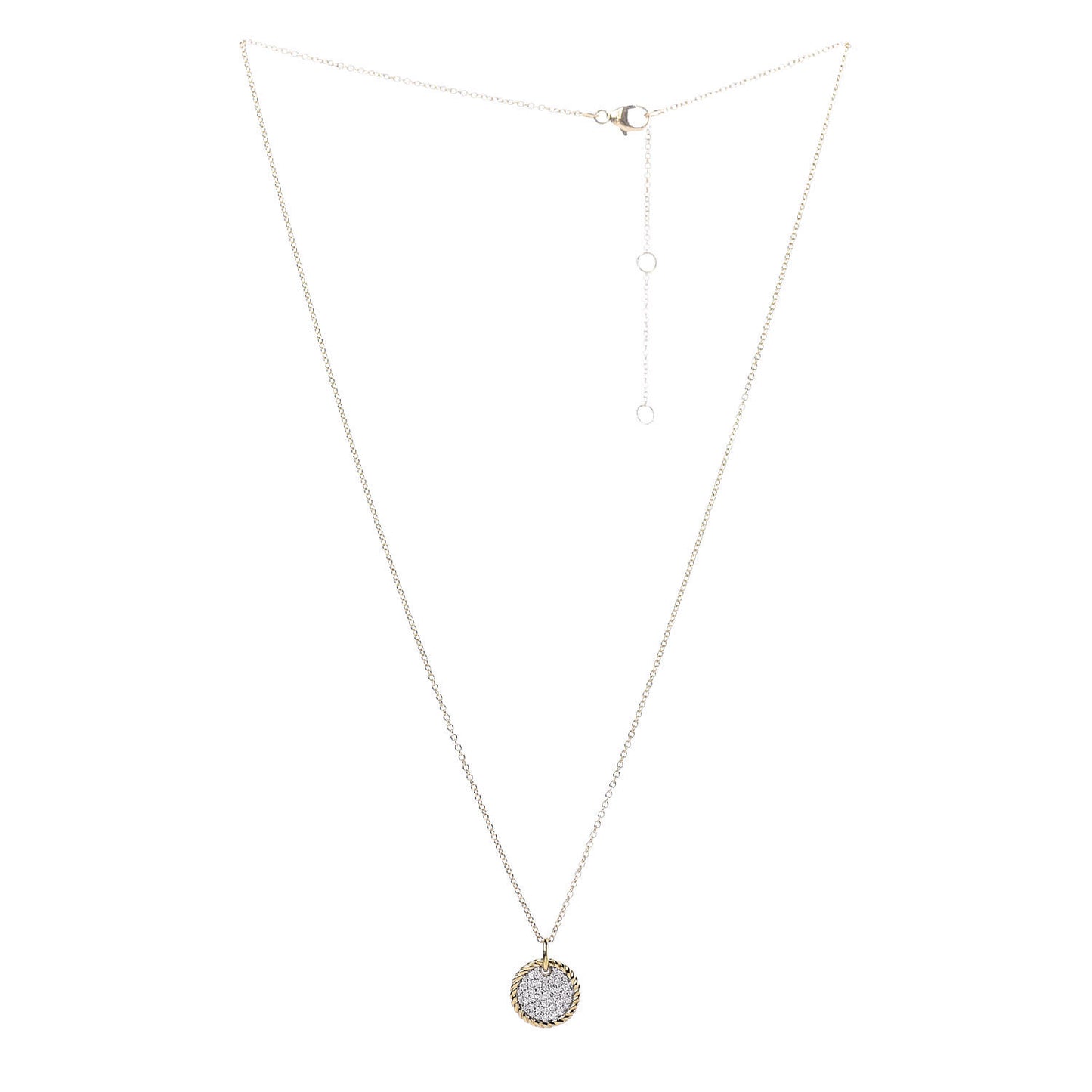18K Yellow Gold Diamond Cable Collectibles Pave Charm Pendant Necklace