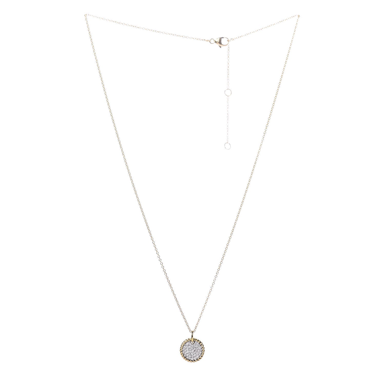 David Yurman 18K Yellow Gold Diamond Cable Collectibles Pave Charm Pendant Necklace 3 of 8