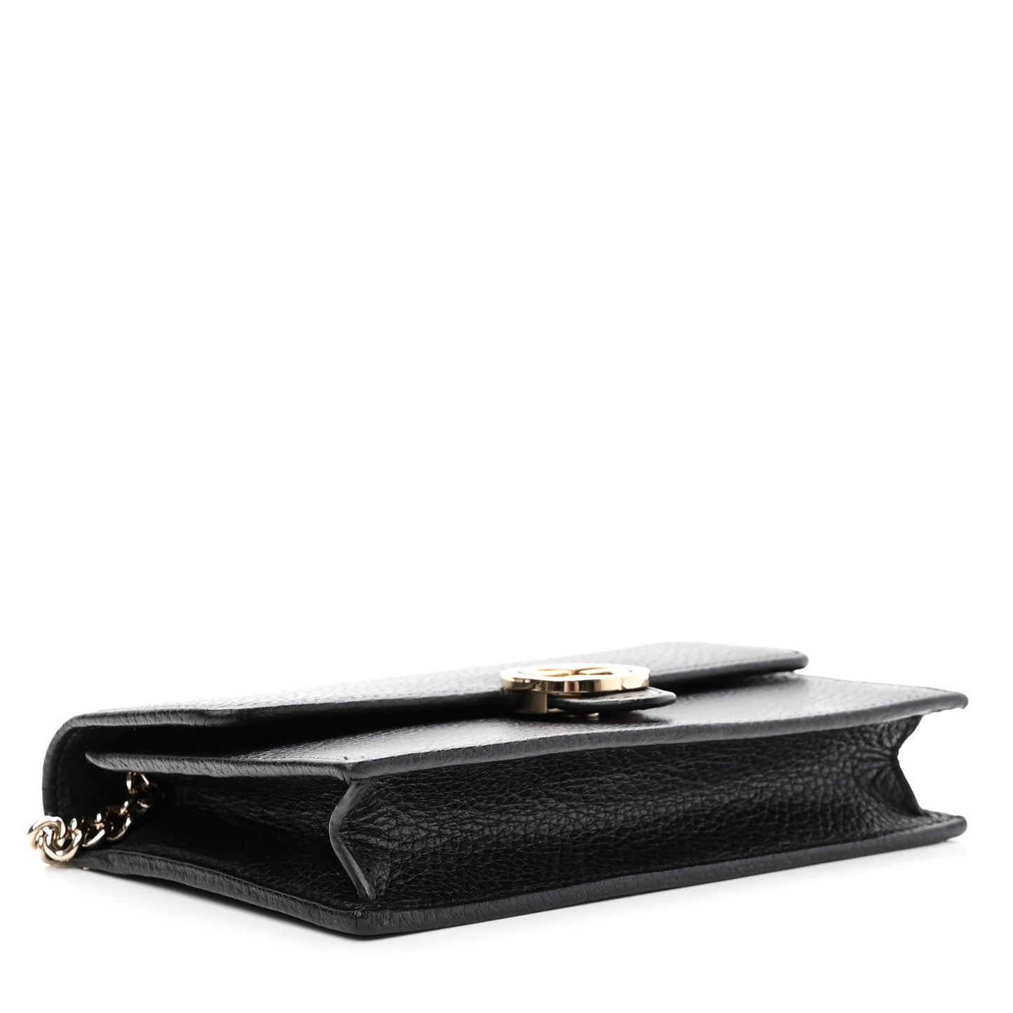Dollar Calfskin Interlocking G Chain Wallet Black