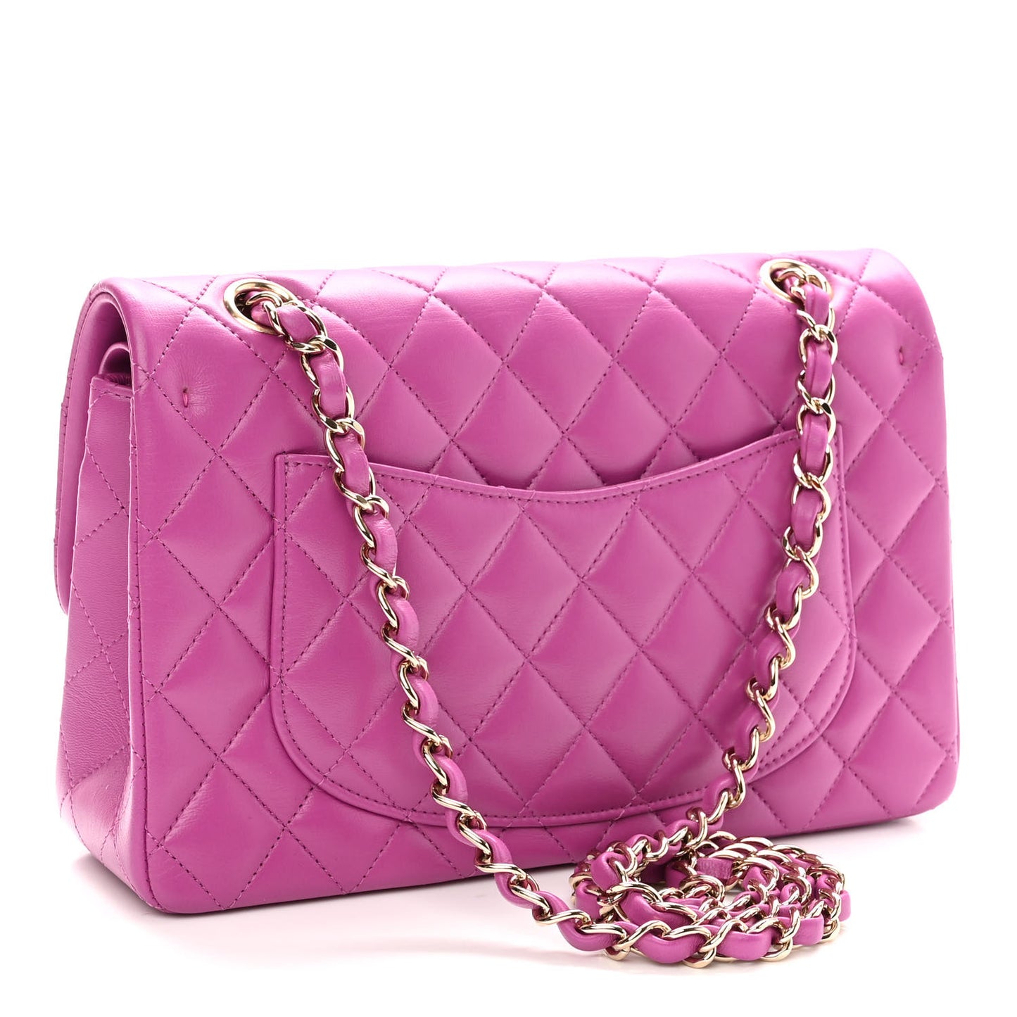 Lambskin Quilted Small Double Flap Purple