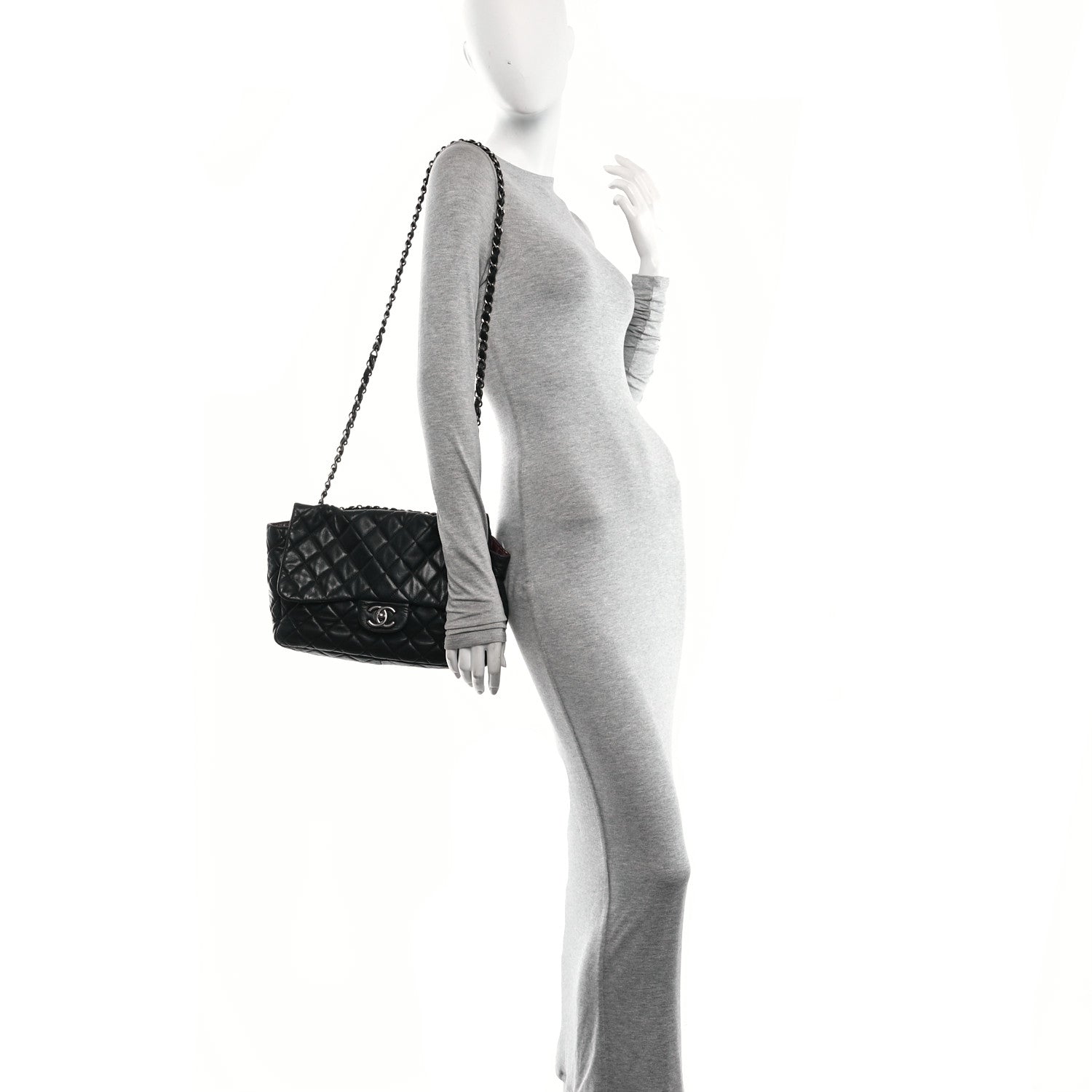 Chanel Lambskin Quilted Jumbo Single Flap Black 2 of 10