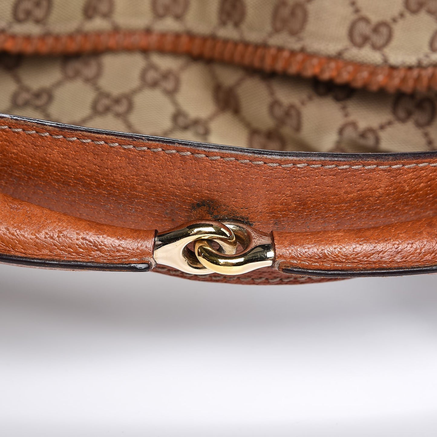 Monogram Large Horsebit Chain Hobo Brown