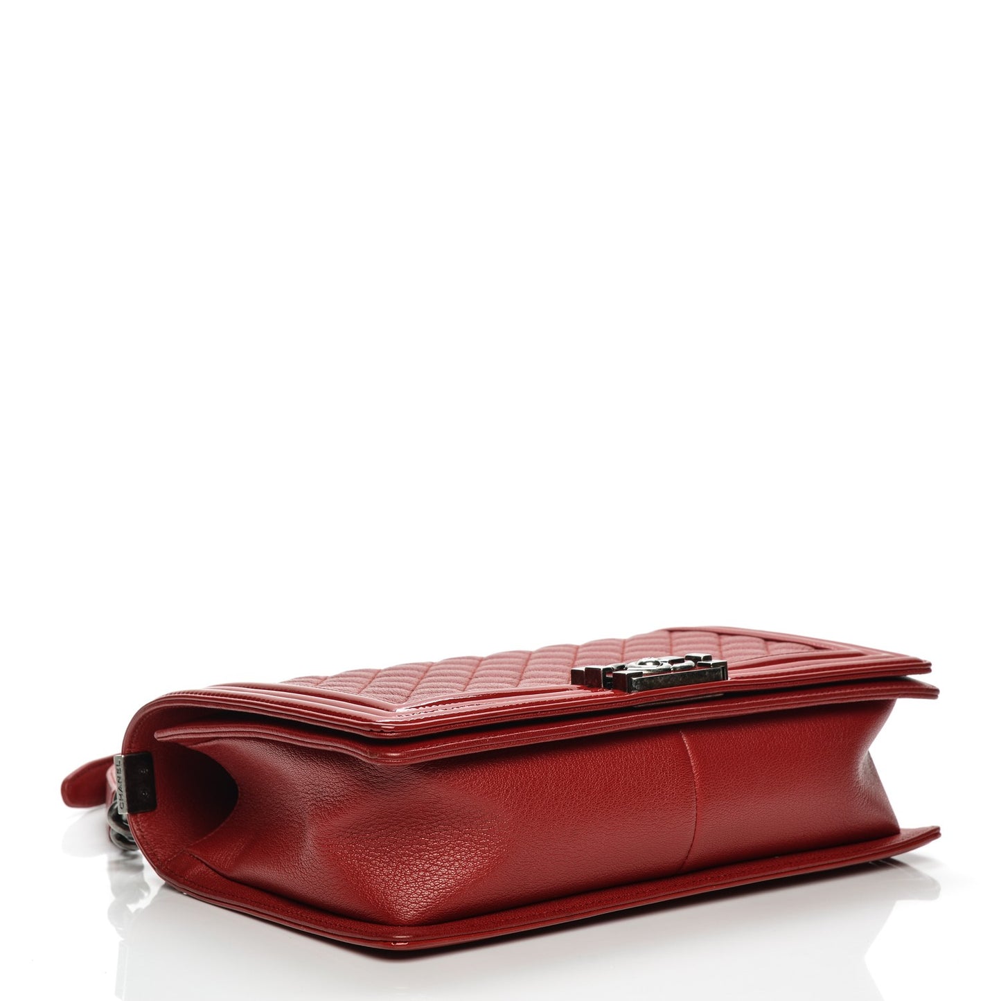 Patent Goatskin Quilted New Medium Boy Flap Red