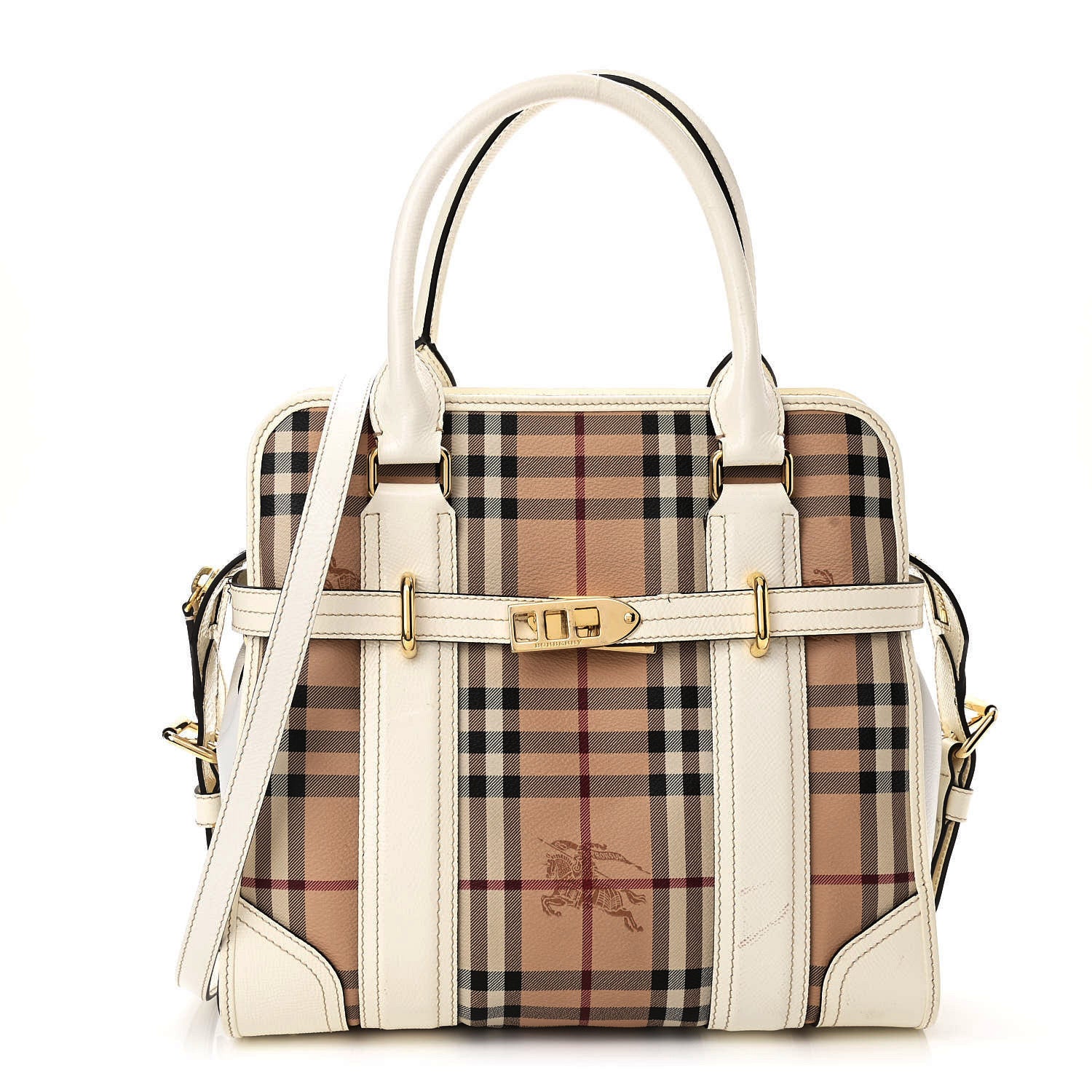 Burberry Haymarket Check Medium Minford Portrait Tote White 1 of 11