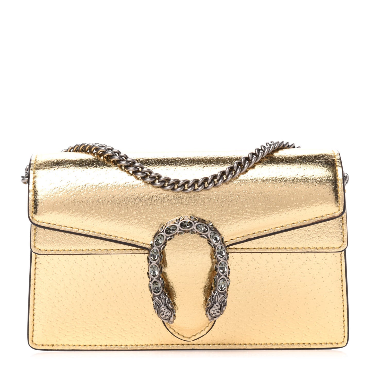 Metallic Calfskin Super Mini Dionysus Shoulder Bag Gold