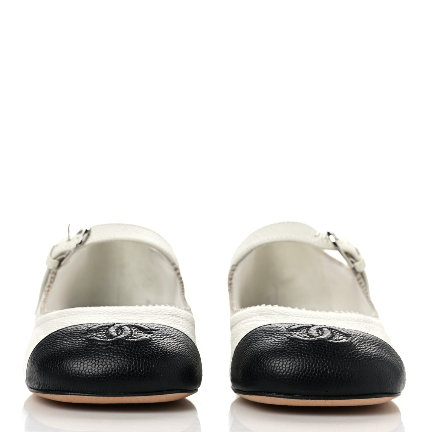 Calfskin Mary Jane Flats 37.5 White Black