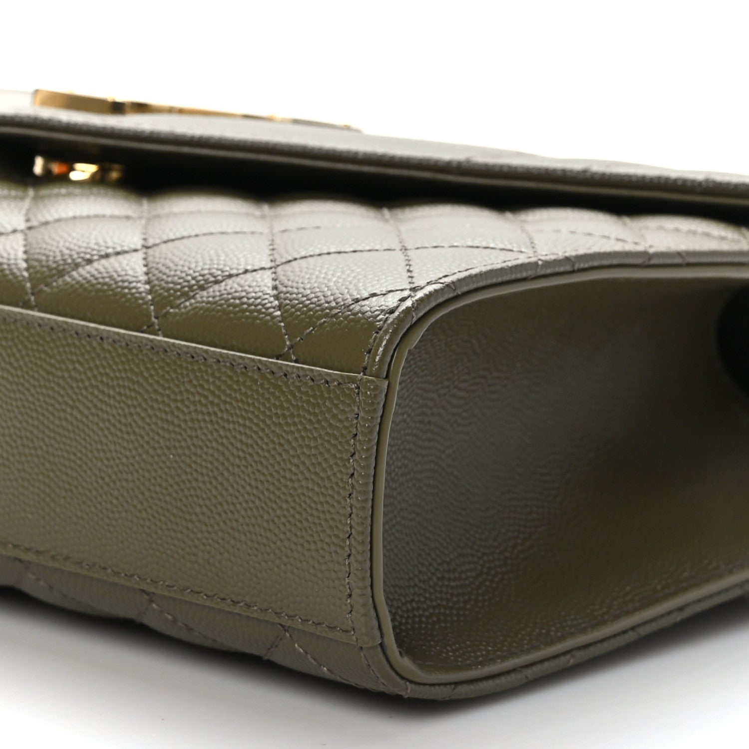 Saint Laurent Grain De Poudre Textured Mixed Matelasse Medium Triquilt Monogram Satchel Vert Fonce 8 of 8